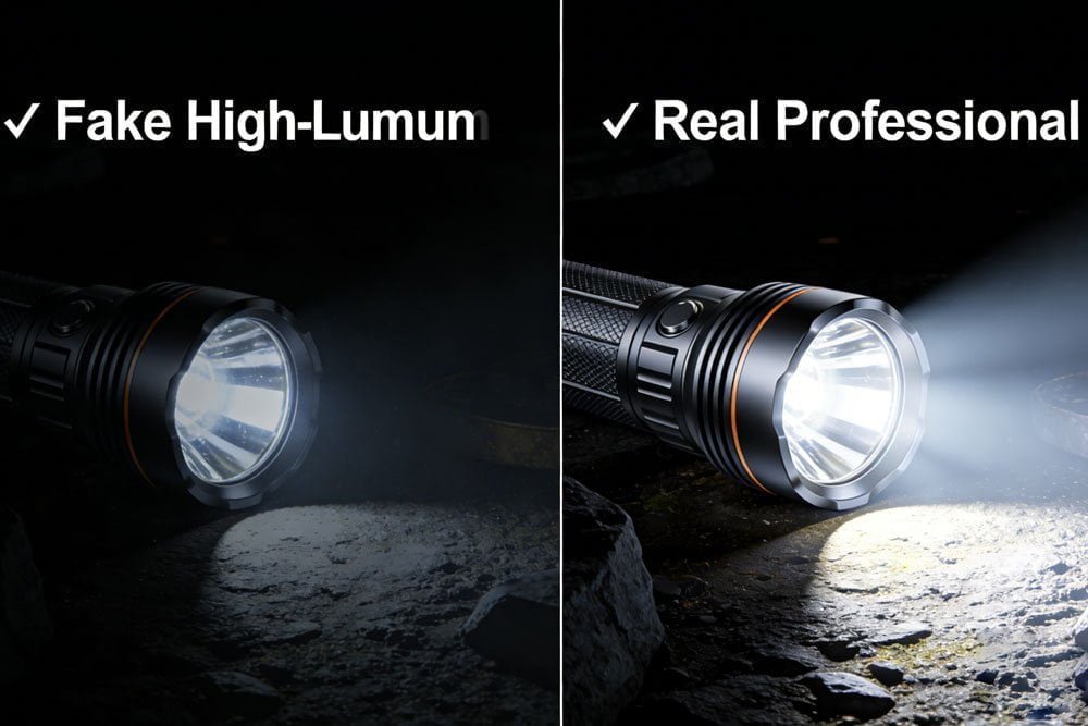 Fake vs Real Lumen comparison fake lumen claims vs real flashlight output