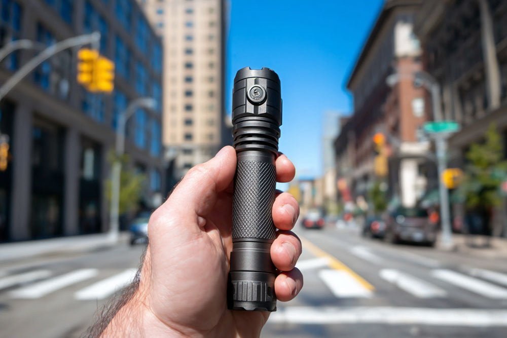 everyday carry flashlight man carrying flashlight