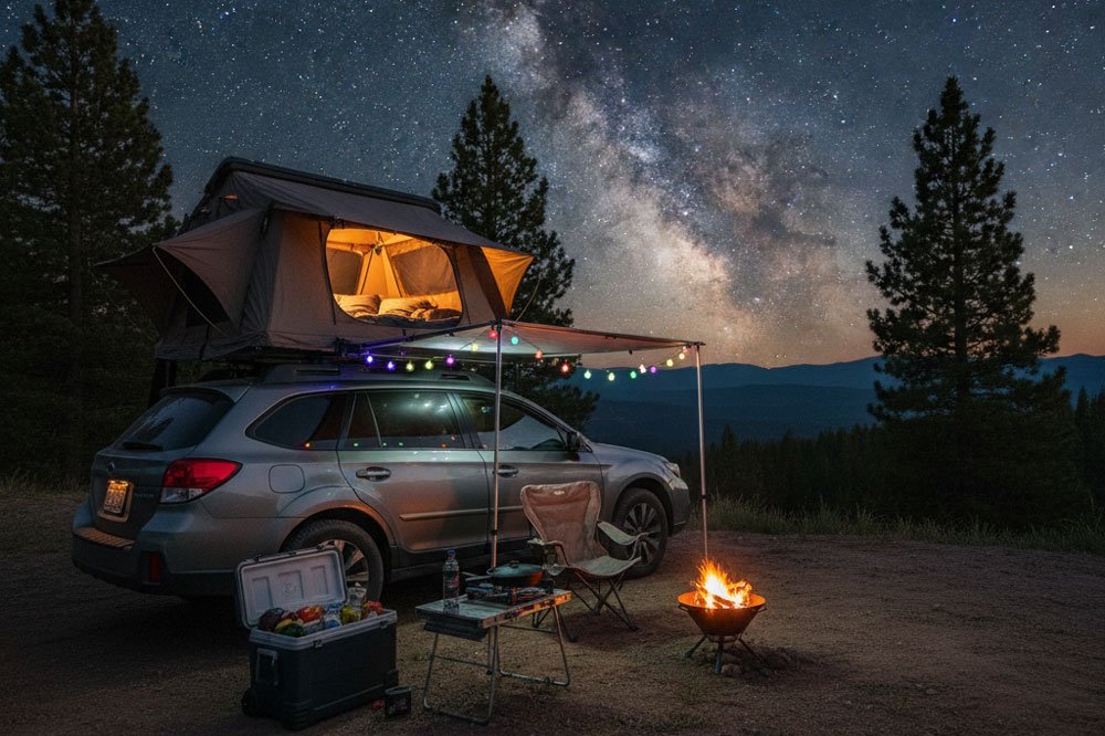 car camping lights Car camping lighting setup