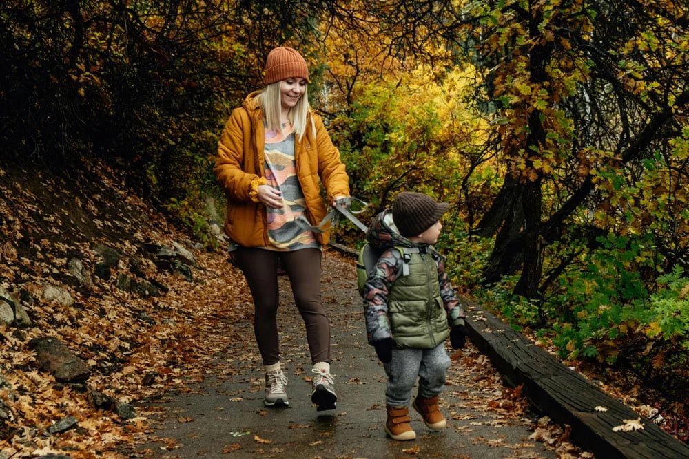 Child hiking with flashlight child hiking with parents using a flashlight