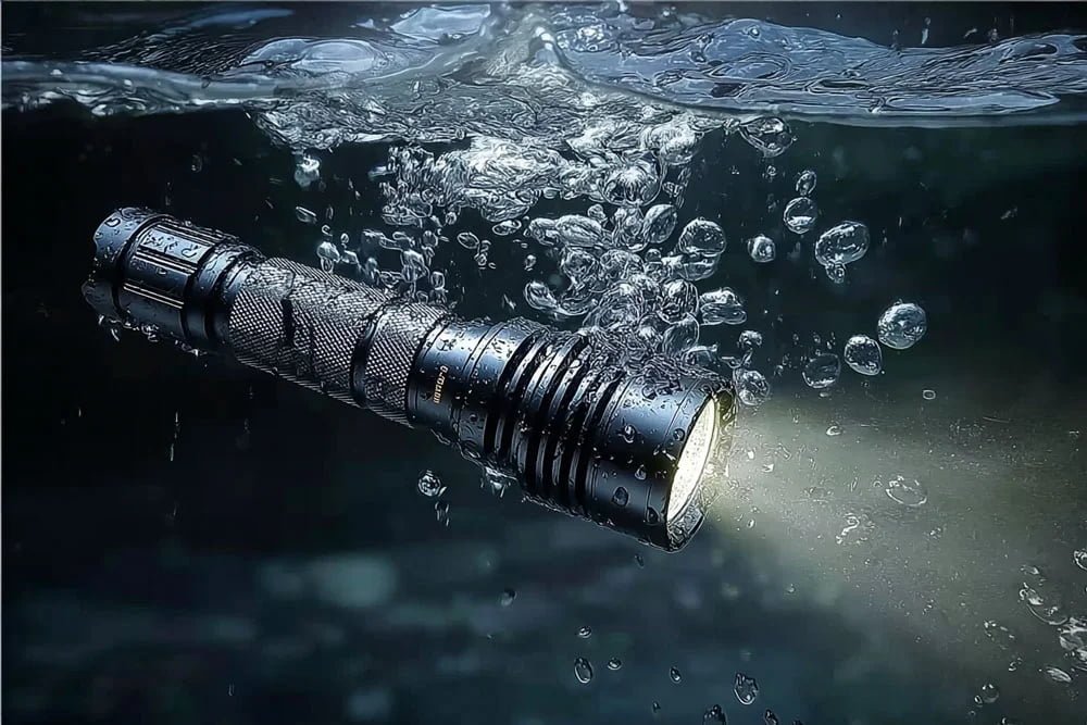 waterproof testing flashlight in water