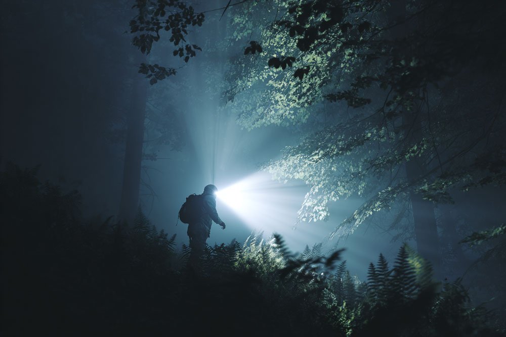 using strobe mode for wilderness survival night hiking