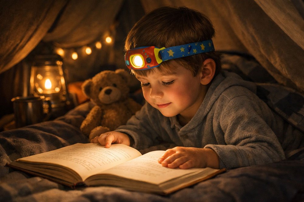 steady soft light from a headlamp