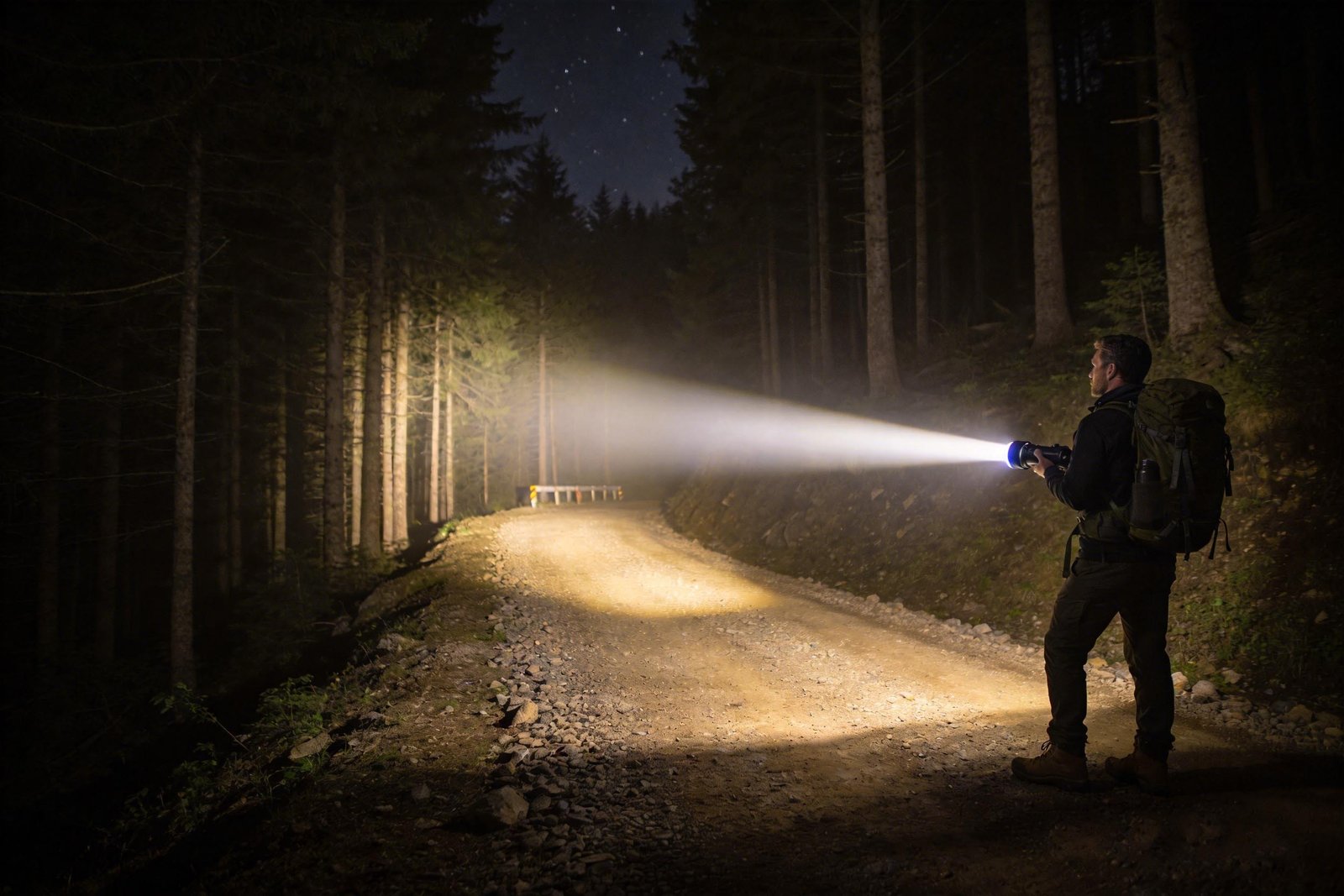 How does beam distance affect flashlight performance?