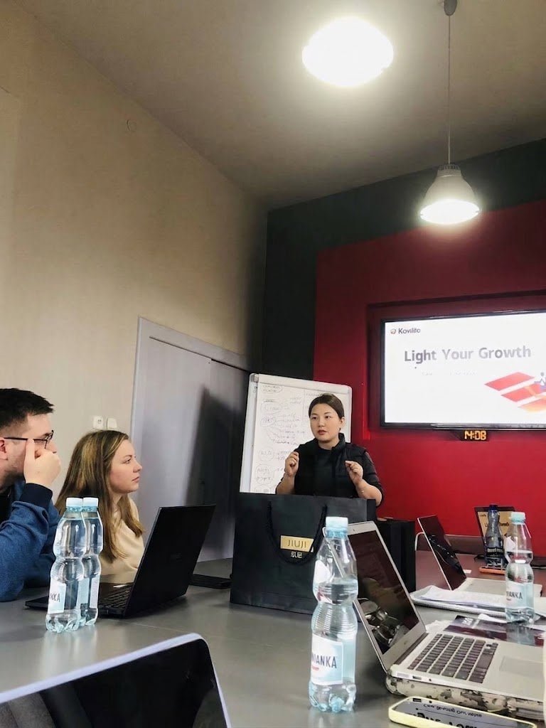 Kovalite team hosting a client visit at the factory showroom