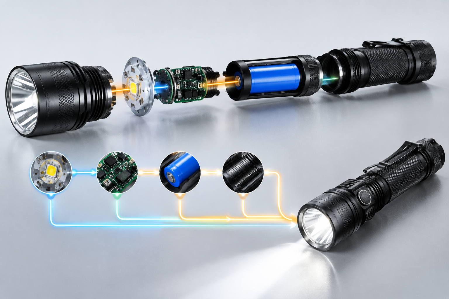 Flashlight system efficiency diagram