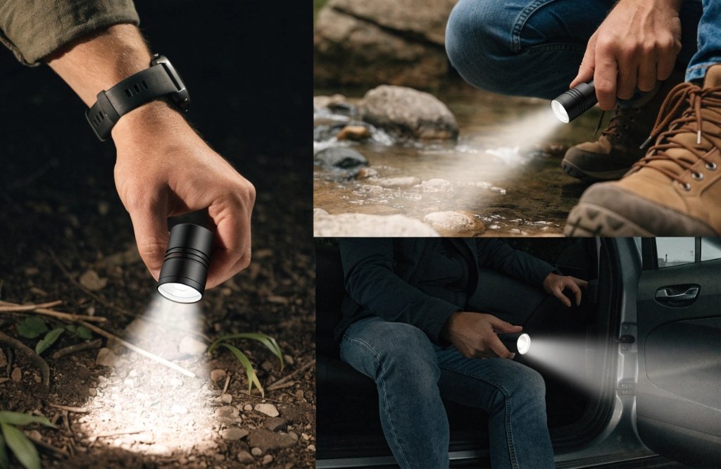 compact flashlight on table